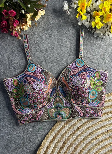 Rk Blouse Heavy Italian Silk With Heavy Embroidery Sequence Work Blouse Bulk Orders In India